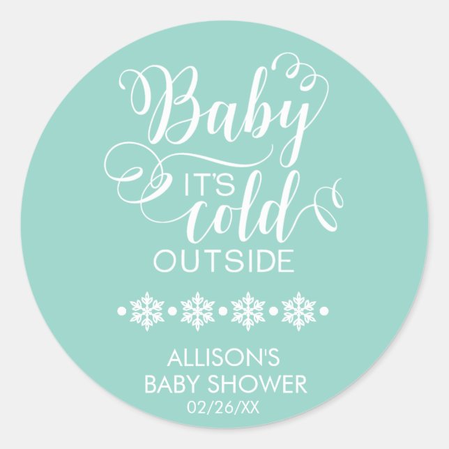 Baby It's Cold Outside Neutral Baby Shower Sticker (Front)