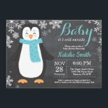 Baby its Cold Outside Penguin Aqua Baby Shower Invitation<br><div class="desc">Baby its Cold Outside Penguin Aqua Baby Shower Invitationn. Boy or Girl Baby Shower Invitation. Baby Penguin. Winter Holiday Baby Shower Invite. Aqua and White Snowflakes. Chalkboard Background. For further customization,  please click the "Customize it" button and use our design tool to modify this template.</div>