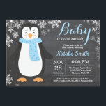 Baby its Cold Outside Penguin Boy Baby Shower Invitation<br><div class="desc">Baby its Cold Outside Penguin Boy Baby Shower Invitationn. Boy Baby Shower Invitation. Baby Penguin. Winter Holiday Baby Shower Invite. Blue and White Snowflakes. Chalkboard Background. For further customization,  please click the "Customize it" button and use our design tool to modify this template.</div>