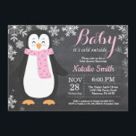 Baby its Cold Outside Penguin Girl Baby Shower Invitation<br><div class="desc">Baby its Cold Outside Penguin Girl Baby Shower Invitationn. Girl Baby Shower Invitation. Baby Penguin. Winter Holiday Baby Shower Invite. Pink and White Snowflakes. Chalkboard Background. For further customization,  please click the "Customize it" button and use our design tool to modify this template.</div>