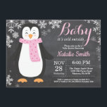 Baby its Cold Outside Penguin Girl Baby Shower Invitation<br><div class="desc">Baby its Cold Outside Penguin Girl Baby Shower Invitationn. Girl Baby Shower Invitation. Baby Penguin. Winter Holiday Baby Shower Invite. Pink and White Snowflakes. Chalkboard Background. For further customization,  please click the "Customize it" button and use our design tool to modify this template.</div>