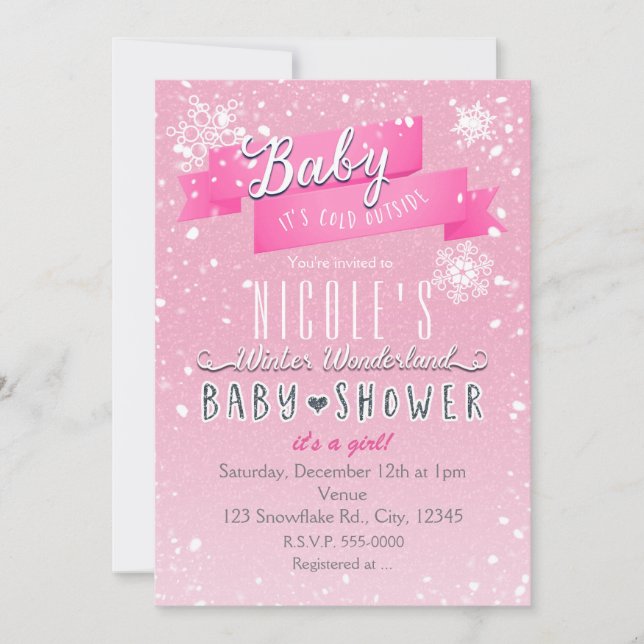 BABY IT'S COLD OUTSIDE Pink Baby Shower Invitation (Front)