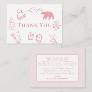 Baby It's Cold Outside Pink Baby Shower Thank You Card