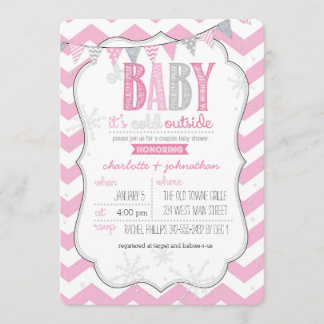 Baby It's Cold Outside Pink Couples Shower Invite
