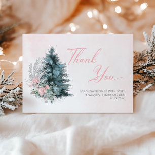 Baby its cold outside Pink Silver  Thank You Card