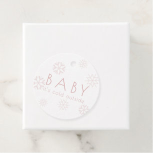 Baby It's Cold Outside Pink Snowflakes Thank You Favour Tags