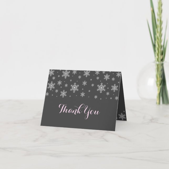 Baby it's Cold Outside Pink Thank You Card (Front)