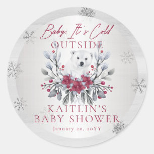 Baby It's Cold Outside Polar Bear Baby Shower Clas Classic Round Sticker