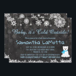 Baby Its Cold Outside polar bear Baby Shower Invitation<br><div class="desc">Baby Its Cold Outside Winter blue polar bear Baby Shower Invitation. Boy or Girl Baby Shower Invitation. Winter Holiday Baby Shower Invite. White Snowflakes with polar bear. Chalkboard Background. For further customization,  please click the "Customize it" button and use our design tool to modify this template.</div>