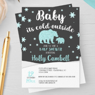 Baby It's Cold Outside Polar Bear Baby Shower Invitation