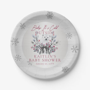 Baby It's Cold Outside Polar Bear Baby Shower Paper Plate