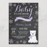 Baby Its Cold Outside Polar Bear Girl Baby Shower Invitation<br><div class="desc">Baby Its Cold Outside Polar Bear Winter Girl Baby Shower Invitation. Girl Baby Shower Invitation. Winter Holiday Baby Shower Invite. Purple and White Snowflakes. Snowman and Chalkboard Background. For further customization,  please click the "Customize it" button and use our design tool to modify this template.</div>