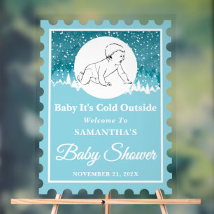 Baby It's Cold Outside Postage Stamp Baby Shower Acrylic Sign