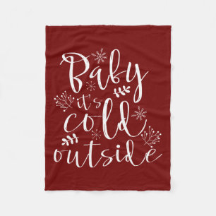 Baby Its Cold Outside Pretty Red & White Christmas Fleece Blanket