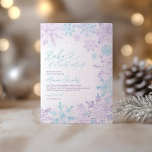 Baby Its Cold Outside Purple Blue Snow Baby Shower