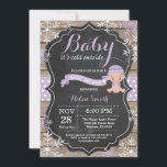 Baby its Cold Outside Purple Girl Baby Shower Invitation<br><div class="desc">Baby its Cold Outside Rustic Winter Baby Shower invitation. Purple Snowflake. Rustic Wood Chalkboard Background. Country Vintage Retro Barn. Girl Baby Shower Invitation. Winter Holiday Baby Shower Invite. Blue and White Snowflakes. For further customization,  please click the "Customize it" button and use our design tool to modify this template.</div>