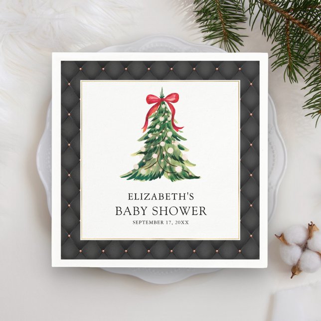 Baby It's Cold Outside Red Bow Baby Shower Napkin (Creator Uploaded)