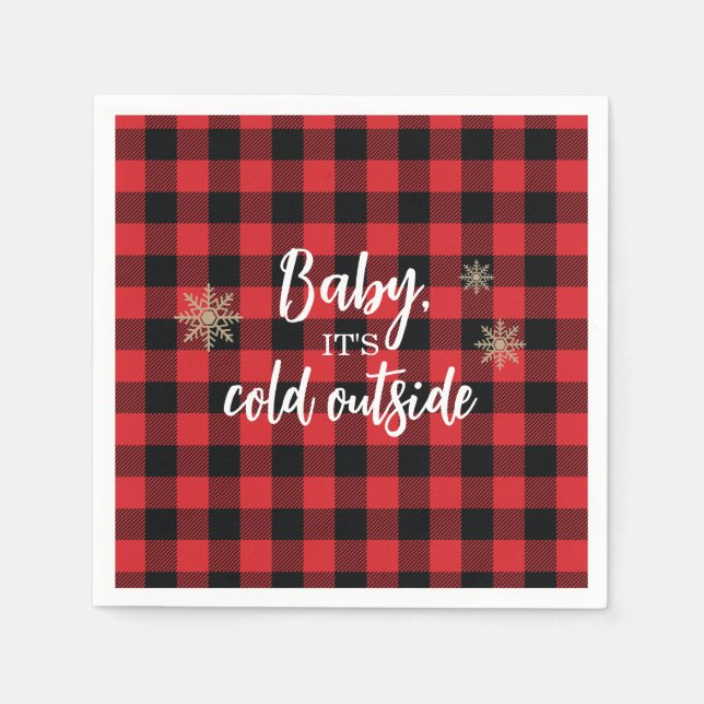 Baby It's Cold Outside Red Plaid Napkin (Front)