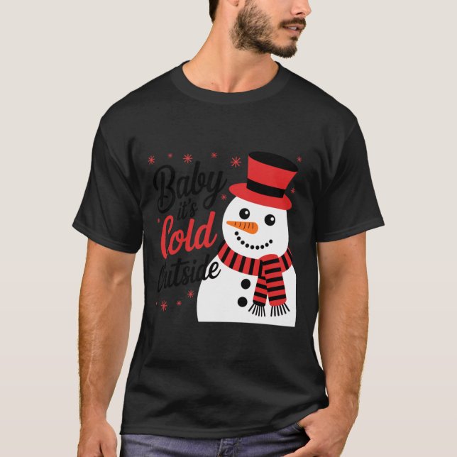 Baby It's Cold Outside Retro Christmas Long Sleeve T-Shirt (Front)