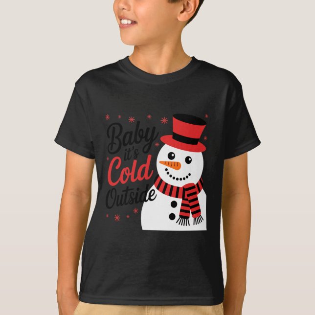 Baby It's Cold Outside Retro Christmas Long Sleeve T-Shirt (Front)