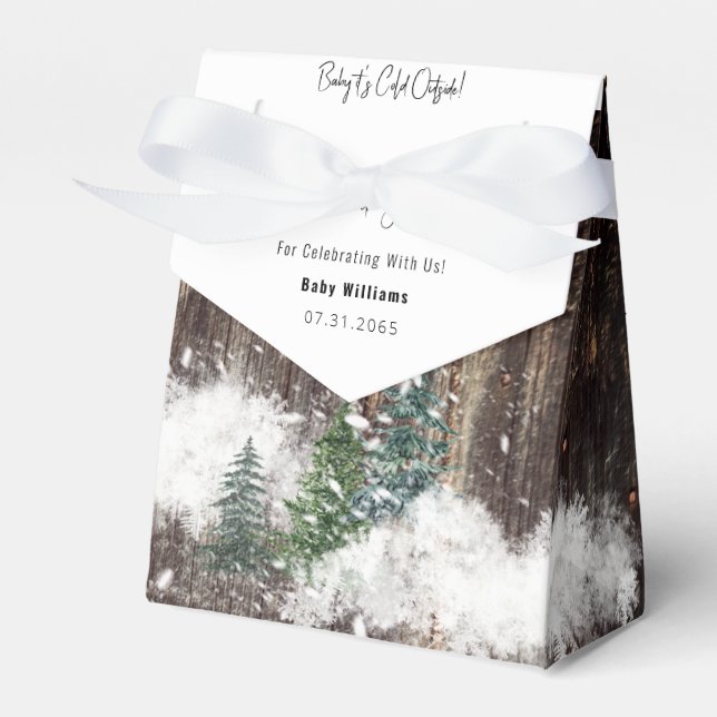 Baby It's Cold Outside Rustic Baby Shower  Favor Box (Front Side)