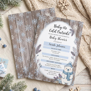 Baby its Cold Outside Rustic Polar Bear Party Invitation