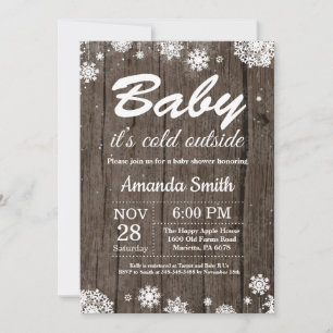 Baby its Cold Outside Rustic Winter Baby Shower Invitation