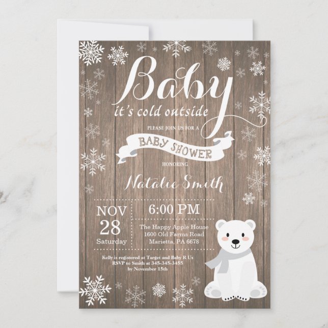 Baby Its Cold Outside Rustic Winter Baby Shower Invitation (Front)