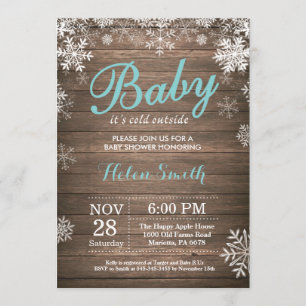 Baby its Cold Outside Rustic Winter Baby Shower Invitation