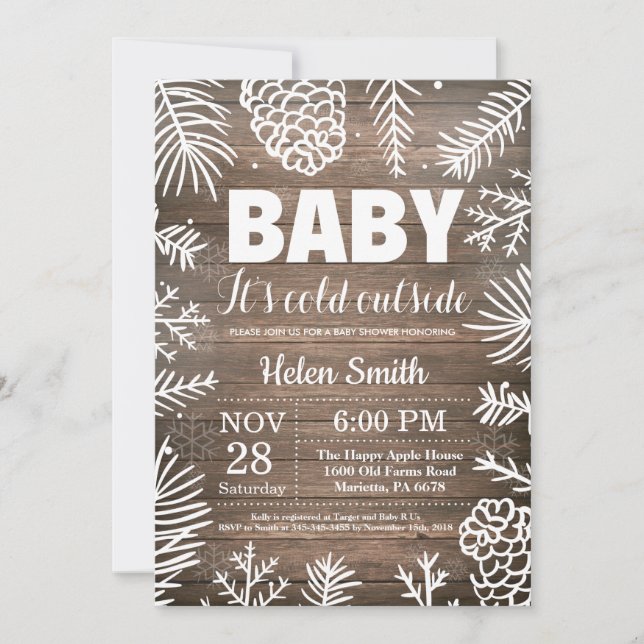 Baby its Cold Outside Rustic Winter Baby Shower Invitation (Front)