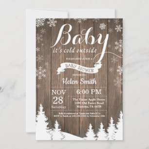 Baby its Cold Outside Rustic Winter Baby Shower Invitation