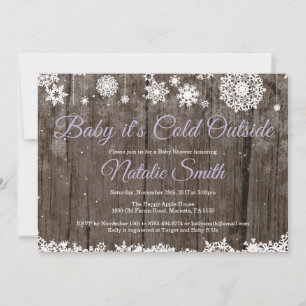 Baby Its Cold Outside Rustic Winter Baby Shower Invitation