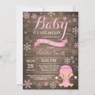 Baby Its Cold Outside Rustic Winter Baby Shower Invitation