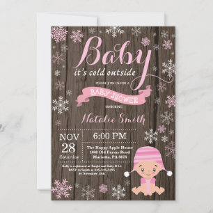 Baby Its Cold Outside Rustic Winter Baby Shower Invitation