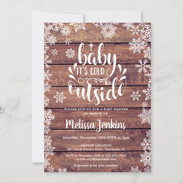 Baby It's Cold Outside Rustic Winter Baby Shower Invitation (Front)
