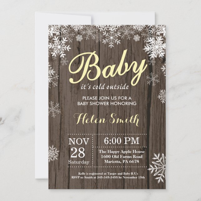 Baby its Cold Outside Rustic Winter Baby Shower Invitation (Front)