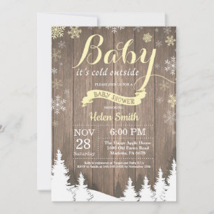 Baby its Cold Outside Rustic Winter Baby Shower Invitation