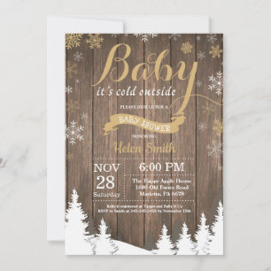 Baby its Cold Outside Rustic Winter Baby Shower Invitation