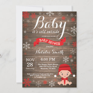 Baby Its Cold Outside Rustic Winter Baby Shower Invitation
