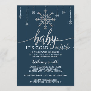 Baby It's Cold Outside Shower Invite, Faux Glitter Invitation