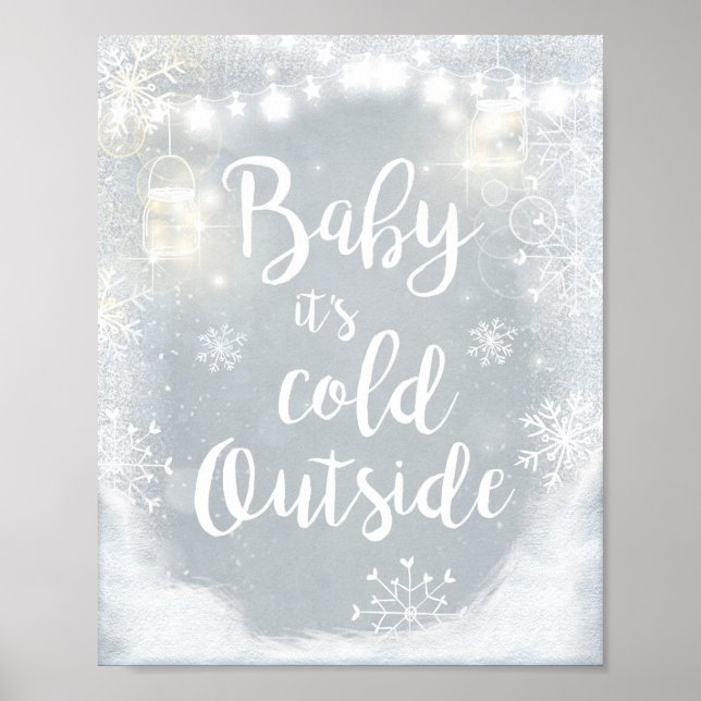 Baby It's Cold Outside Sign Winter Decor Rustic (Front)