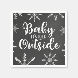 Baby Its Cold Outside Silver Winter Baby Shower Napkin