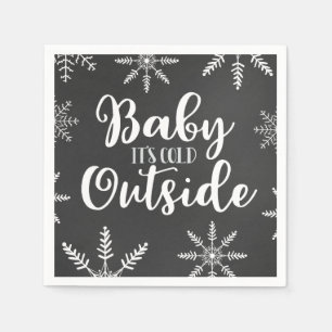 Baby Its Cold Outside Silver Winter Baby Shower Napkin