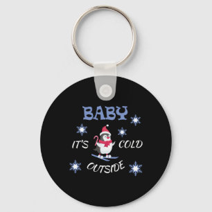 Baby Its Cold Outside Skiing Penguin T Shirt  Keychain