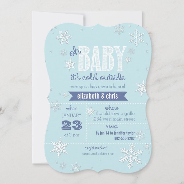 Baby It's Cold Outside Snowflake Baby Shower Invitation (Front)