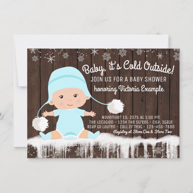Baby its Cold Outside Snowflake Baby Shower Invite (Front)