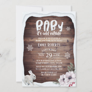 Baby Its Cold Outside Snowflake Winter Baby Shower Invitation