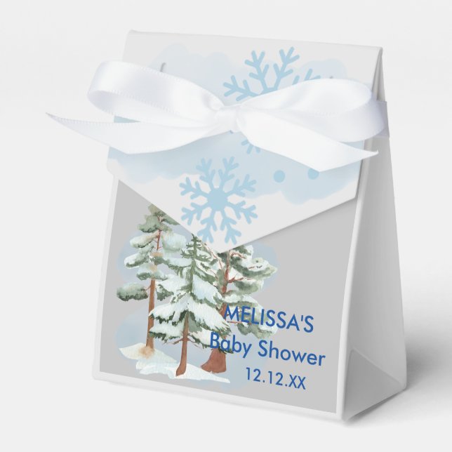 Baby its cold outside snowflake winter forest favor box (Front Side)