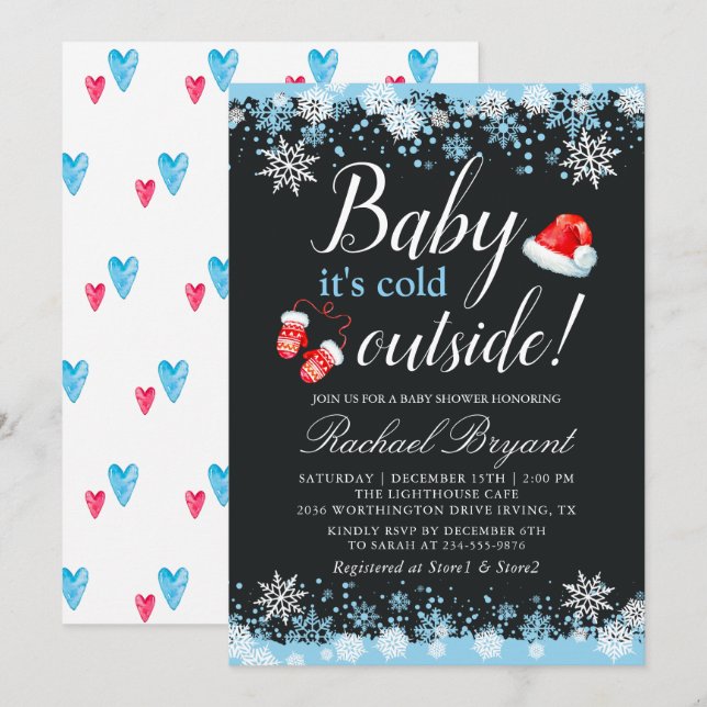 Baby Its Cold Outside Snowflakes Cute Baby Shower Invitation (Front/Back)