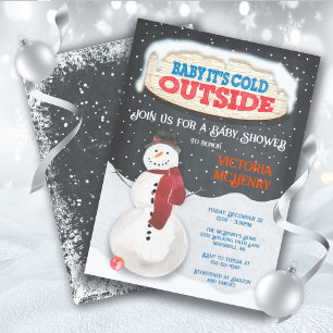 Baby it's cold outside snowman baby shower invitation